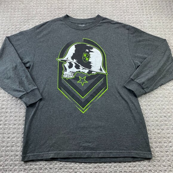 Metal MULISHA Shirt Men Large L Gray Long Sleeve Tee Skull Logo Streetwear Tee - Picture 1 of 10